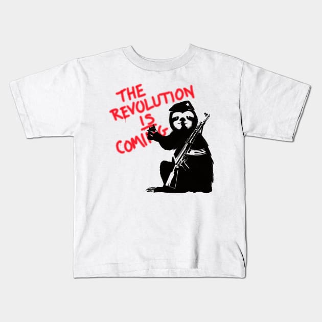 Revolution Sloth Kids T-Shirt by tinstar1